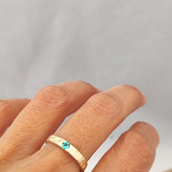 Emerald ring. 14K Yellow gold ring with round Emerald stone. Handmade ring - Picture 10 of 12